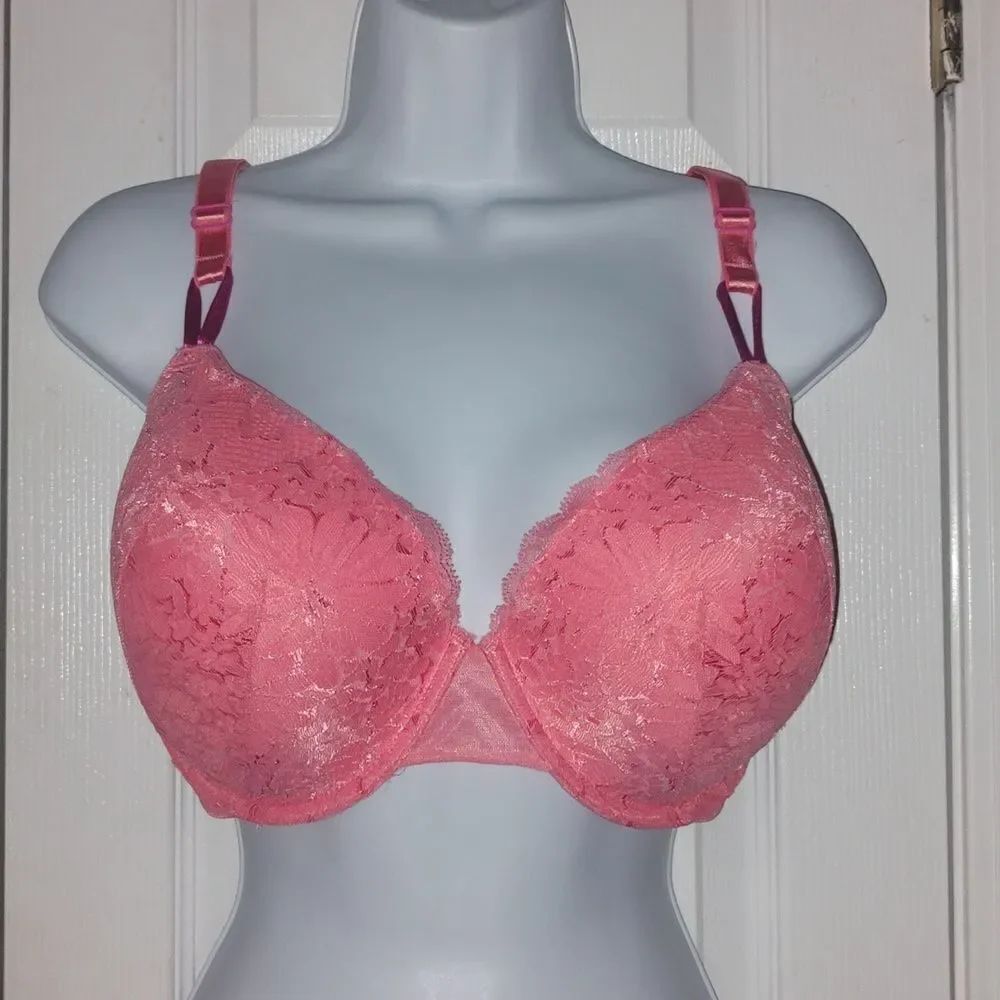 Victoria’s Secret Coral Lined Demi Demi Double  Full Coverage Lace VS SZ 38DDD